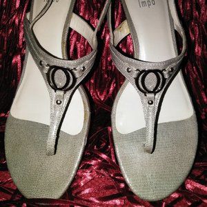 IMPO GREY/SILVER MICRO LIZARD SANDAL SIZE 10M